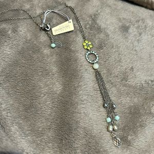 Liz Palacios Mint Alabaster, Green Enamel, Crystals & Fresh Water Pearl Necklace